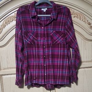 Croft & Barrow Burgundy and Purple Plaid Shirt XL